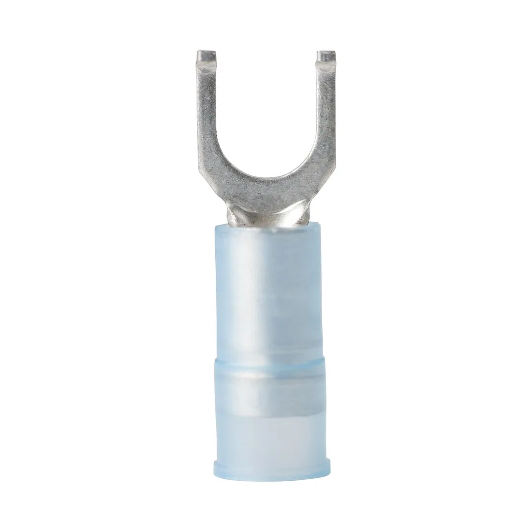220313 – ANCOR Wire Terminal End, #10 Flanged Spade Terminal 16-14 Gauge Wire Pack Of 100 Blue Double Crimp Tinned Co...